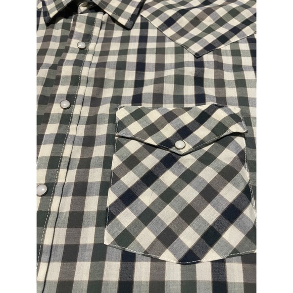 Western Frontier Mens Green Buffalo Check Pearl Snap Western Shirt Large USA - Picture 3 of 5